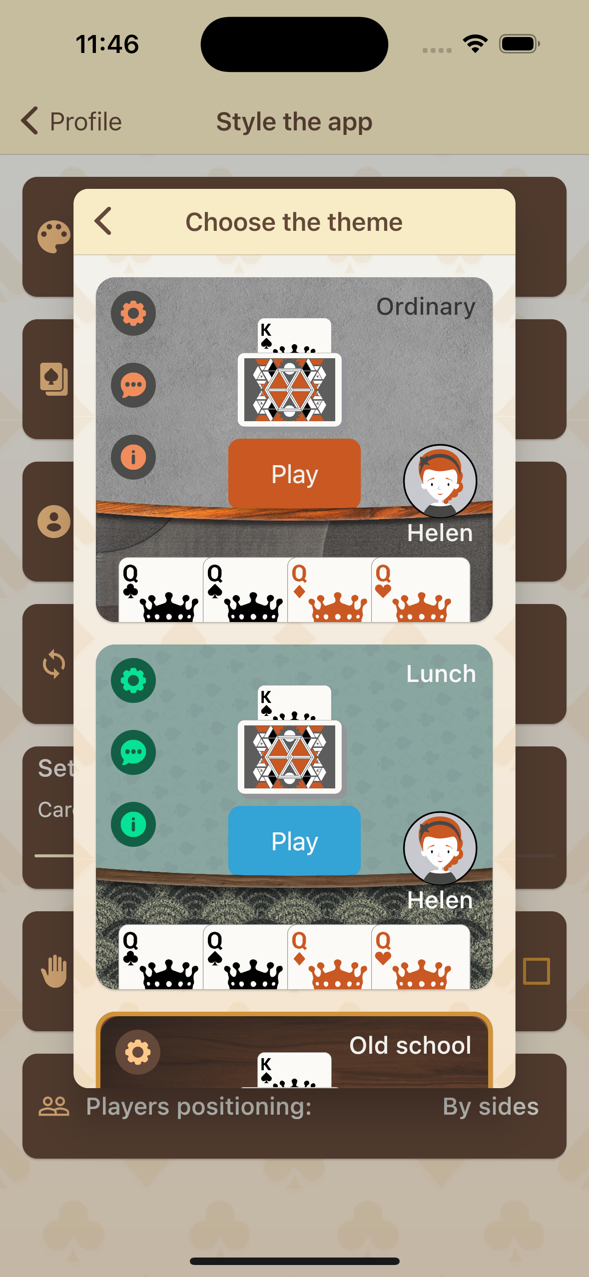 Settings screen showing various game options.